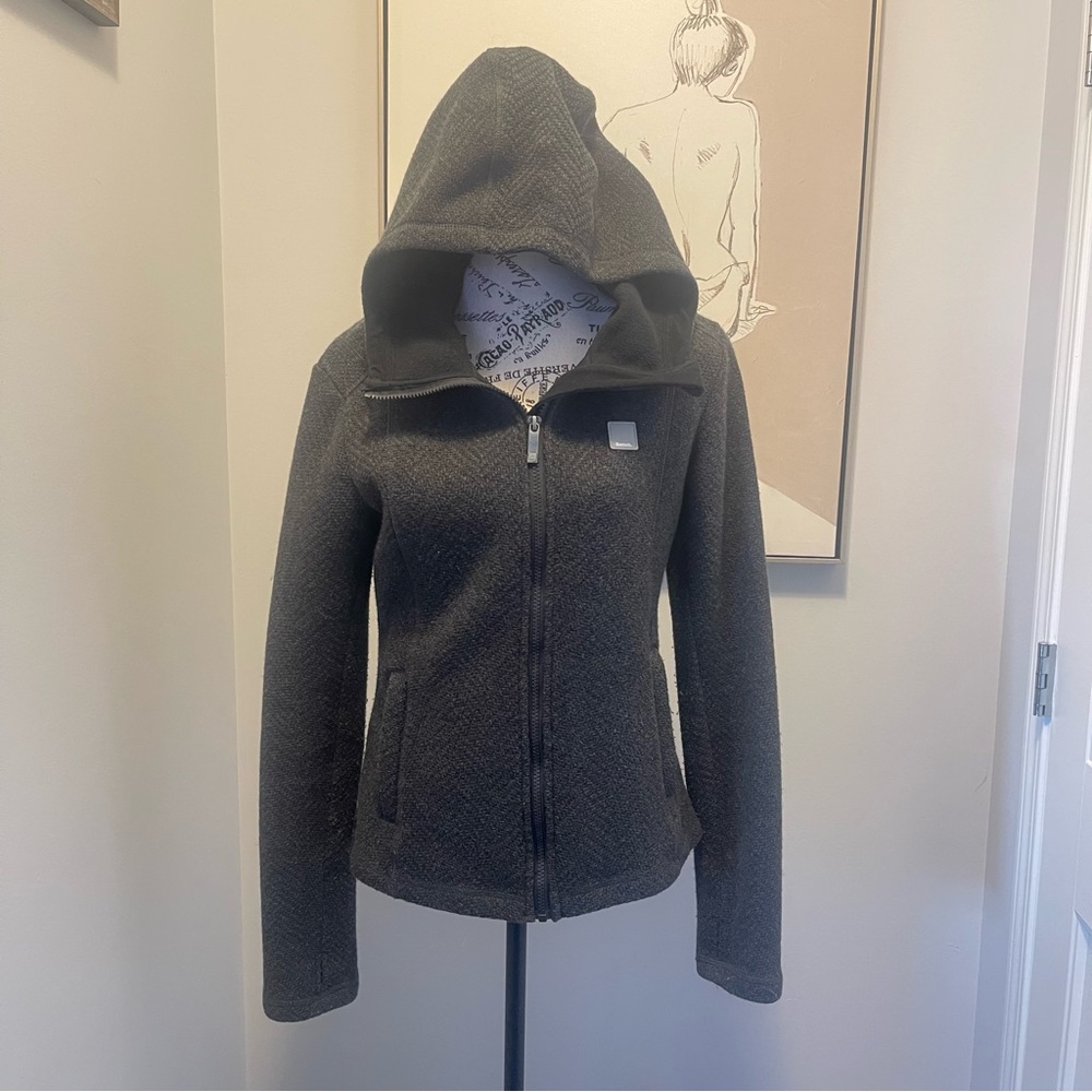 Bench Black Loris' Marled Knit Hooded Jacket Slim Fit Size Medium - Picture 5 of 16